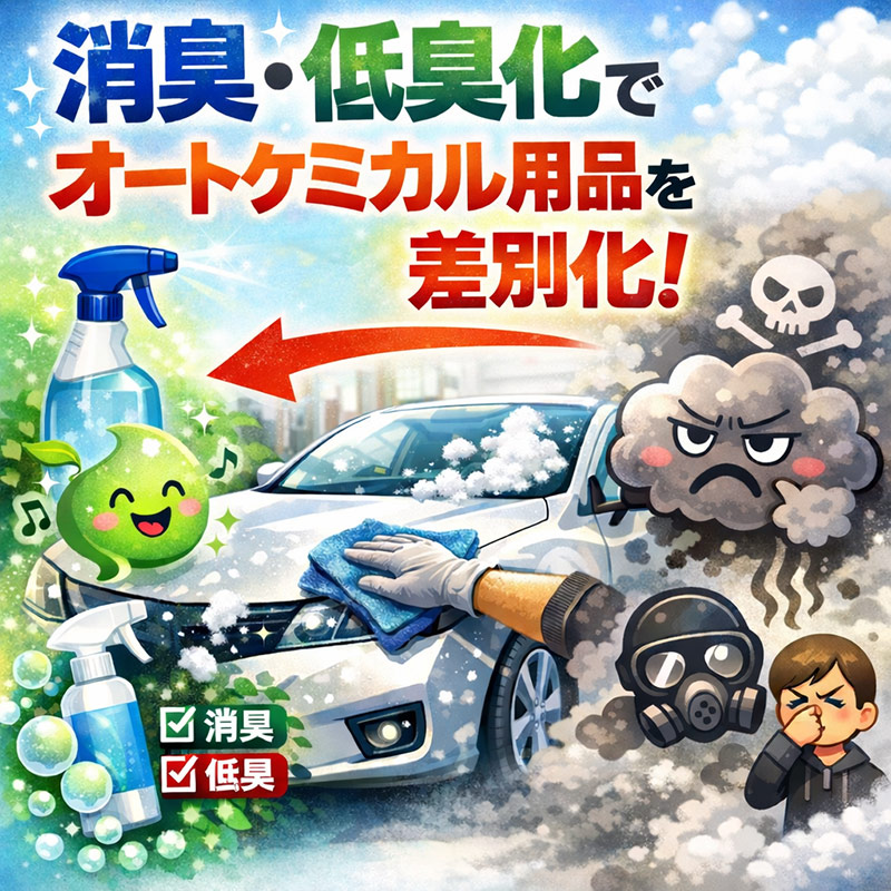 消臭・低臭化でオートケミカル用品を差別化