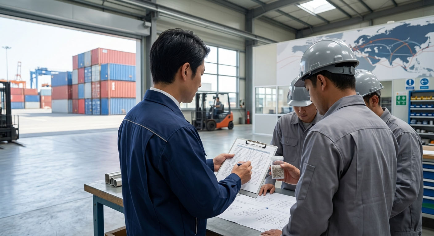 海外の製造現場で技術サポートを行う専門商社のイメージ